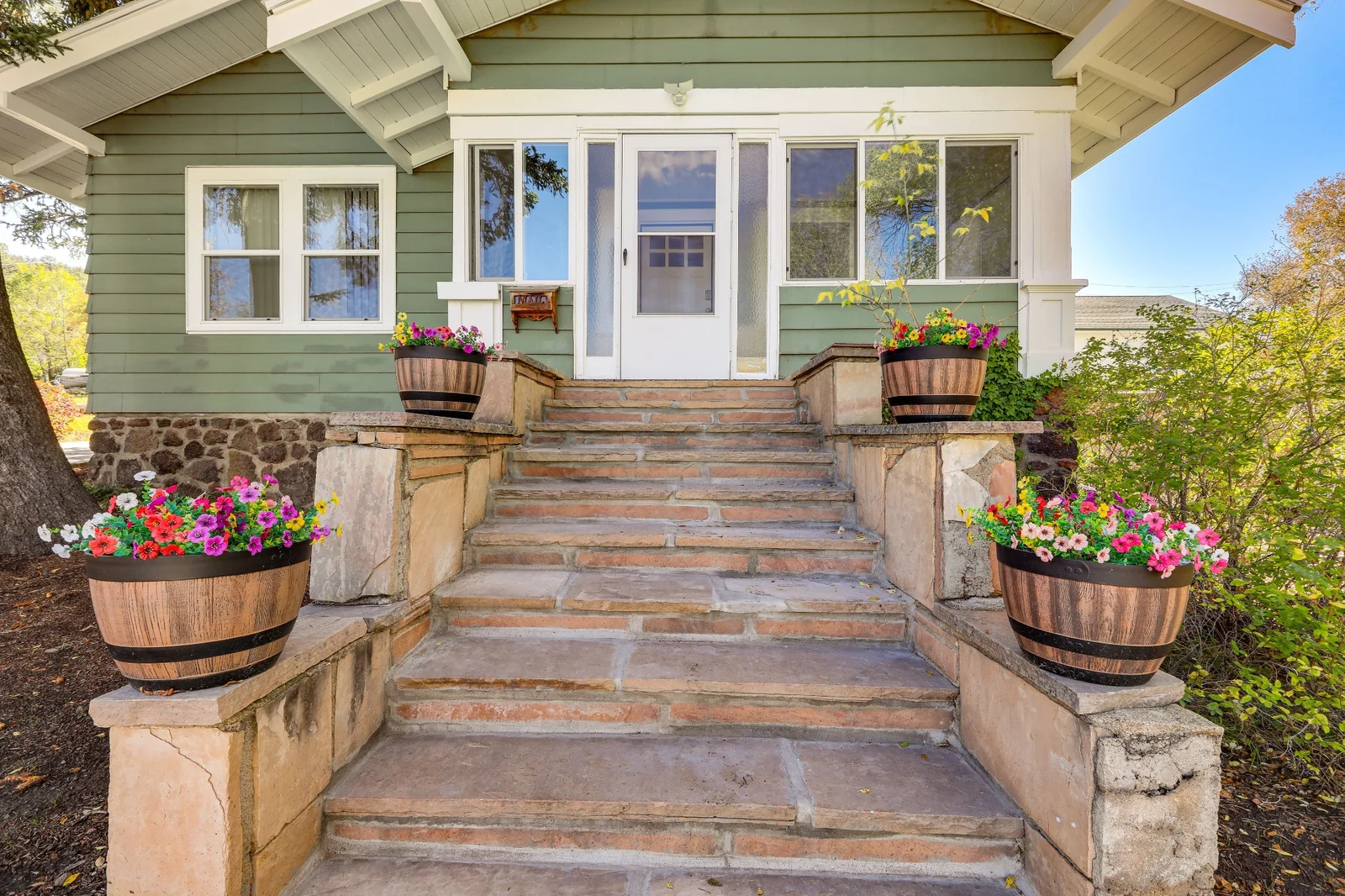 Front stone steps after repair